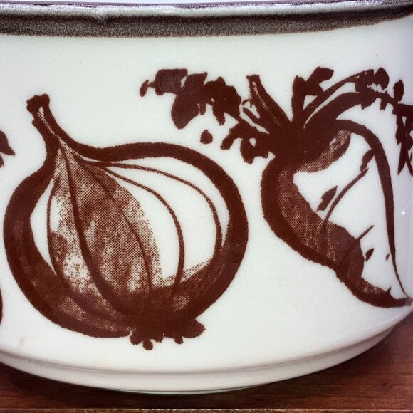 RARE Vintage Japan Ceramic Vegetable Theme Oversize Soup Bowl Mug Brown Glaze - Picture 5 of 9